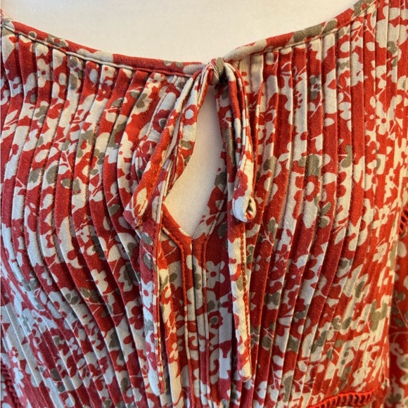 Tommy Hilfiger Floral Peasant Top Red White Pink | 2X - Picture 4 of 8